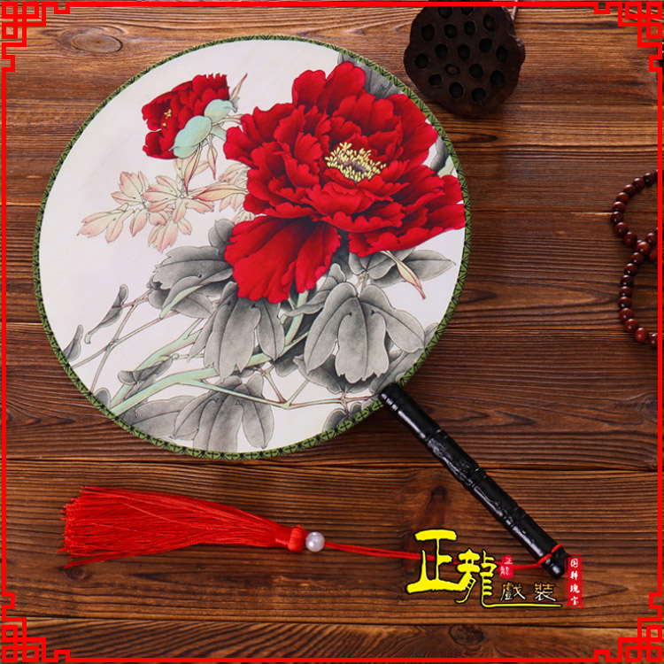 佛冈古典中国风团扇空白扇跳舞蹈扇 真丝宫扇