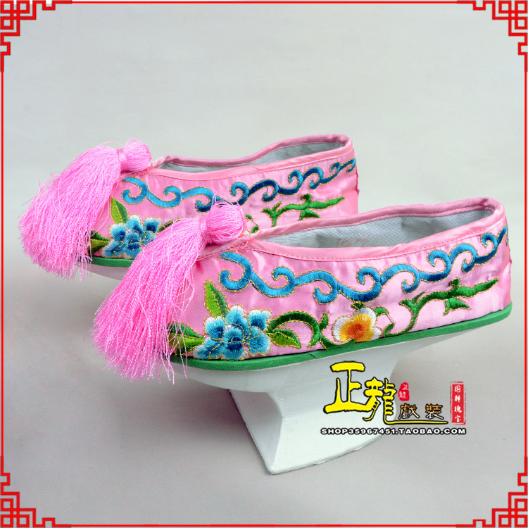 佛冈京越剧戏鞋花盆底清朝皇后贵妃宫女花盆底 旗鞋