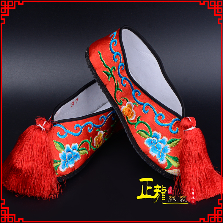 佛冈京剧越剧戏曲彩鞋花旦绣花 普平底彩鞋